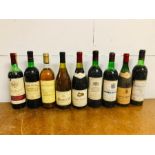 A selection of nine bottles of wine