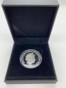 A silver proof 2015 Five Pound coin