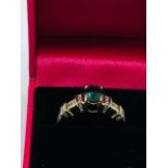 A 14ct Yellow Gold Green Tourmaline and Diamond Ring of 1.2ct Approx.