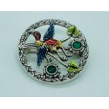 A Silver and Enamel Set Bird Brooch