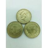 Three Scottish £2 Coins Dated 1986