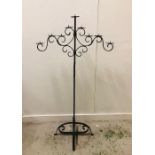 A Tall Black Wrought Iron Nine Candle Garden Candelabra Standing Approx. 157cm Tall