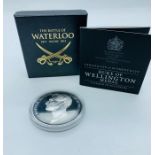 The Battle of Waterloo commemorative medal, bronze layered in platinum.