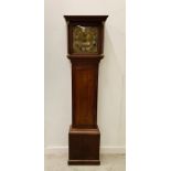An Oak Longcase Clock with Brass Dial and Mahogany Trim by E.H Suggate London (H45cm X L23cm)