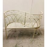 A White Wrought Iron Garden Love Seat ( H88cm X W114cm)