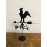 A Decorative Rusty Black Cockerel Weathervane Standing Approx. 63cm Tall