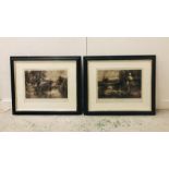 Two Framed prints 'Hay time by the River' and Crossing the Ford' 88cm x 74cm