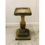 A Large Square Weathered Stone Bird Bath Approx. 82cm Tall