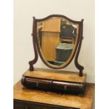 A Mahogany toilet mirror with two drawers on brass claw feet (61cm x 53cm x 24cm)