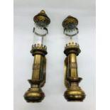 Two Original Great Western Brass and glass wall lamps
