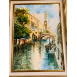 Large oil on canvas of a Venetian scene