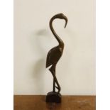 A Carved Wooden Flamingo