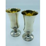 Pair of silver sherry style glasses, gilded, hallmarked Birmingham by PHV & Co (71.4g)