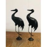 A Pair of Decorative Black Painted Metal Storks Approx. 70cm Tall