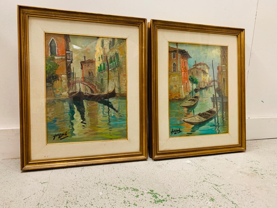 A pair Of Venetian scenes, oil on canvas signed Fereyol - Image 2 of 6