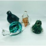 Wedgewood glass animals with one Langham animal c.1970's