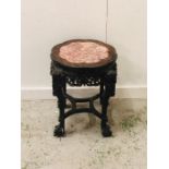 A Chinese Marble Topped Table Heavily Carved