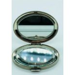 A Silver Travelling Ladies Mirror with Inscription Ascot to the Lid