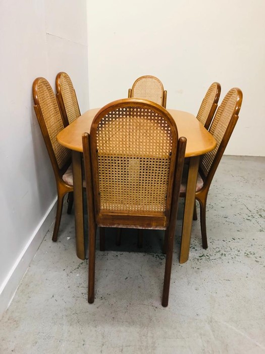 A 1970's Dining Table with six cane back chairs. - Image 2 of 2