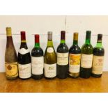 A selection of eight bottles of wine