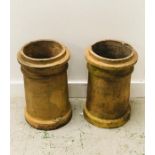 Pair of Round Weathered Chimney Pots ( H 47cm)