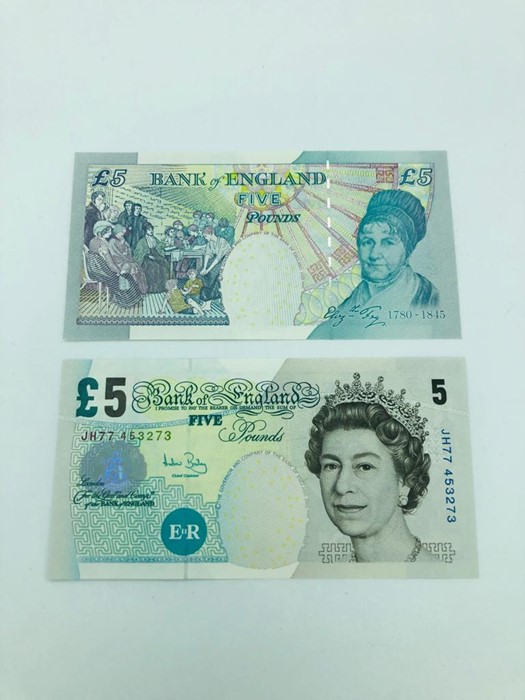 2 x £5 notes, sequential numbers uncirculated.
