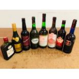 A Mix Selection of Eight Bottles Of Sherry and Brandy