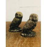 A Pair of Stone Weathered Owls Approx. 26cm Tall