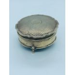 Victorian Silver Round Jewellery Box with Scalloped lid on Three Feet