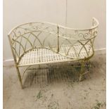 A White Wrought Iron Garden Love Seat ( H88cm X W114cm)