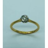 18ct platinum and yellow gold single stone ring (2.2g)