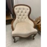 Cream Velvet Covered Nursing Chair with Waterfall Arms (H92cm)