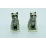 A Pair Of Condiments in the Form of Cats with Ruby Eyes Stamped 80c