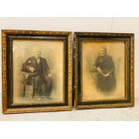 Two Portraits of Husband And Wife In Vintage Frames