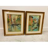 A pair Of Venetian scenes, oil on canvas signed Fereyol