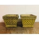 A Pair of Weathered Stone Planters