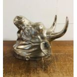 A large Chrome Bulls Head.H 60cm x W 60 cm x D 44cm