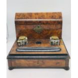 A Victorian desk writing box in Burr Walnut.