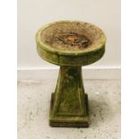A Weathered Stone Bird Bath with Rectangular Base Approx. 62cm Tall