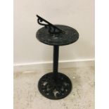 A Black Cast Iron Sundial Standing 65cm Tall