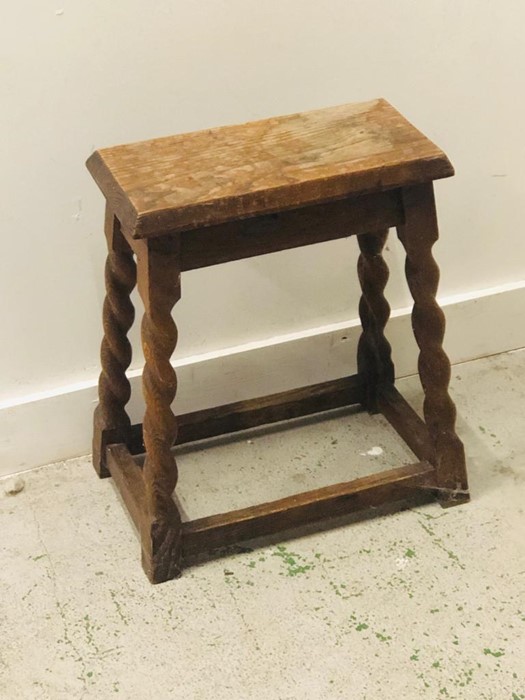 An Oak Stool on barley twist legs