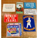 A selection of seven tin signs