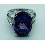 A Large Silver and Amethyst Dress Ring