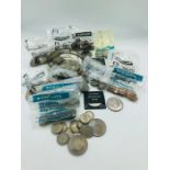 A selection of coins various denominations, years and conditions.