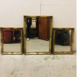 Three Bevelled Mirrors in The Same Design Gilt Frames ( Large 102cm x 70cm , Two Smaller 77cm x