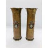 Pair of Trench Art vases with Naval insignia