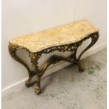 A gilt Rococo style console table with marble top 125cm x 79cm x 40cm