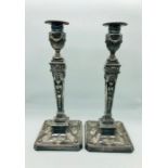 A Pair of silver candlesticks, hallmarked Sheffield 1968 with makers mark J D & S, James Dixon and