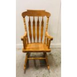 Very Large Carved Pine Rocking Chair