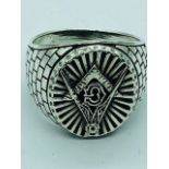 A Silver Gents Masonic Style Ring